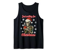 Skeleton Santa Just Waiting for Christmas Tank Top