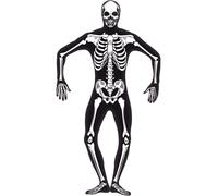 Skeleton Costume Glow in the Dark Second Skin Halloween Mens Fancy Dress New