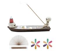 Skeleton Ship Backflow Incense Burner, Hand-Carved Brown Decor with Unique Design, Cool Room Decor & Awesome Gift Idea