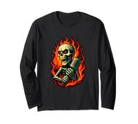 Skeleton Singer Microphone Graphic Metal Vocalist Art Long Sleeve T-Shirt