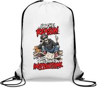 Skeleton Sitting Amid Confusing Assembly Parts Gym Sack Casual Drawstring Bag White