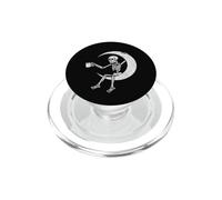 Skeleton Sitting On Crescent Moon Holding Coffee Mug Graphic PopSockets PopGrip for MagSafe