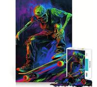 Skeleton Skateboarder Jigsaw Puzzle 1000 Piece for Teenagers Clear Logic Toy Easy Leisure Perfect Cut Birthday Gift 38x52cm