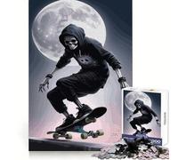 Skeleton Skateboarder Under Moonlight Jigsaw for Teenagers 1000 Pieces Logic Play Indoor Fun Accurate Edge Art Collection Piece 38x26cm