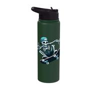 Skeleton Skater Trick Skateboard Skull Action Boney Cool Art Stainless Steel Insulated Water Bottle