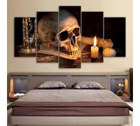 Skeleton Skeleton Candles and Sand Delicious Death Box 5 Pieces Canvas Wall Art Painting