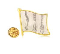 Skeleton Sketch Spine Human Golden Metal Flag Lapel Pin Badge