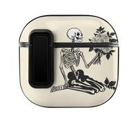 Skeleton Skull And Rose Compatible with Airpods 4 Case PC Scratch-Resistant Drop-Proof Protective Cover with Secure Buckle