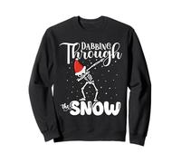 Skeleton Skull Dabbing Through The Snow Fun Christmas Sweatshirt