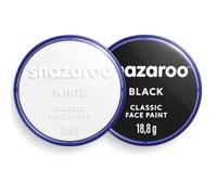Skeleton & Skull Face Paint Kit | Black White 2 x 18ml Classic Water-Based | Halloween Clown Joker Cosplay Makeup | Safe Non-Toxic Washable Kids & Adults