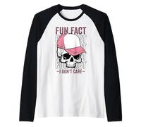 Skeleton Skull Fun Fact Dont Care Sarcastic Humor Halloween Raglan Baseball Tee