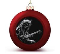 Skeleton Skull Guitarist Print Christmas Balls Hanging Baubles Decorations for Xmas Tree Party Gift Red-style 4PCS