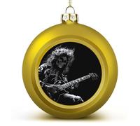Skeleton Skull Guitarist Print Christmas Balls Hanging Baubles Decorations for Xmas Tree Party Gift Golden-style 4PCS