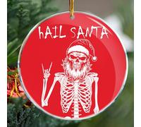 Skeleton Skull Hail Santa Rock Heavy Metal - Christmas Ornaments - Christmas Decorations - 3.6 in Acrylic Two Sided Printing