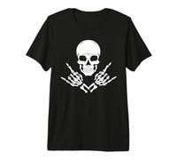 Skeleton Skull Halloween Rock n Roll Sign Punk Metal Premium T-Shirt