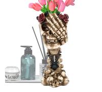 Skeleton Skull Planter, Decorative Halloween Bone Pots, Scary Skull Flower Holder, Cruel Realistic Detail with Hidden Hands Design, Unique Resin Decoration for Haunted Houses