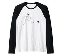 Skeleton Soccer Player Spooky Trick Or Treat Halloween Raglan Baseball Tee