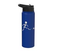 Skeleton Soccer Player Spooky Trick Or Treat Halloween Stainless Steel Insulated Water Bottle