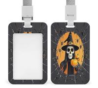 Skeleton Spider Web Badge Holder with Lanyard Fashion ID Card Holder Exquisite Window Vertical Card Protector Case Plastic Badge Reel Holders for Nurse Teacher Worker Office