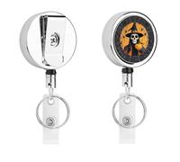 Skeleton Spider Web Badge Reel Fashion Heavy Duty Metal Badge Clip Retractable ID Name Badge Holder Reel Funny Keychain Badges Holder with 27 Inch Nylon Rope for Nurse Office