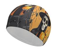Skeleton Spider Web Bathing Cap High Elasticity Swimming Caps Fit Both Long Hair Short Hair Comfortable Large Shower Cap for Drag Reduction and Hair Protection