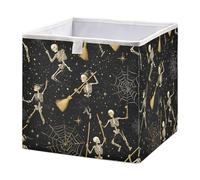 Skeleton Spider Web Cube Storage Boxes 28x28x28 cm Square Bins Collapsible Cube Box Organiser for Organising Clothes