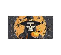Skeleton Spider Web Gaming Mouse Mat Large Desk Pad 24 X 12 Inches Non-Slip Rubber Extended Computer Mat Desktop Protector Pad with Stitched Edge for Office Home Keyboard