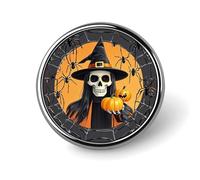 Skeleton Spider Web Round Badge Personalized Metal Lapel Pin Badges Fit Clothing Bags Hat Humorous Printed Brooch Badge Party Decorations Accessories for Men Women