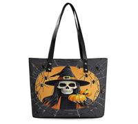 Skeleton Spider Web Tote Bag Large Soft Leather Purse with Zipper Lightweight Ladies Shoulder Handbag
