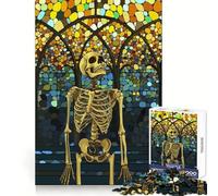 Skeleton Standing in Church 1000 Pieces Jigsaws Adults Puzzles Mind Exercise Toy Shared Fun Precision Cut Art Display 38x26cm