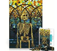 Skeleton Standing in Church 1000 Pieces Jigsaws Adults Puzzles Mind Exercise Toy Shared Fun Precision Cut Art Display 38x26cm