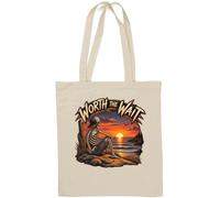 skeleton staring at sunset worth the Natural Cotton Tote Bag White