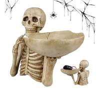 Skeleton Storage Tray - Halloween Resin Bowl, Gothic Skull Dish | Spooky Candy Plate With Haunted House Decoration, Display Ornament, Tabletop Snack Serving Container, Creepy Fruit Accent, Horror