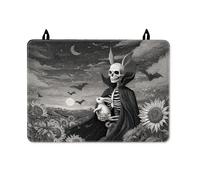 Skeleton Stove Top Cover for Electric Stove, Halloween Gothic Sunflower Rabbit Halloween Black Rubber Non-Slip Cooktop Cover for Induction or Electric Cabin Kitchen Decor 28x20 Inch