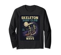 Skeleton Surf Club Vintage Halloween Surfing Design Long Sleeve T-Shirt