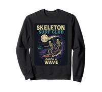 Skeleton Surf Club Vintage Halloween Surfing Design Sweatshirt