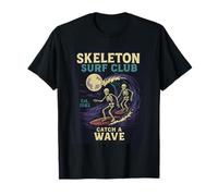 Skeleton Surf Club Vintage Halloween Surfing Design T-Shirt