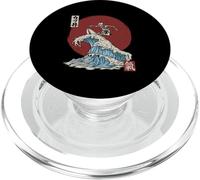 Skeleton Surfing the The Great Wave off Kanagawa Japanese PopSockets PopGrip for MagSafe