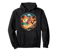 Skeleton Surfing Vintage Surfer Surf Board Retro Shaka Hand Pullover Hoodie