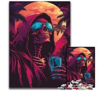 Skeleton Synthwave 1000 Piece Jigsaw Jigsaw Puzzles for Adults Family Fun Activity Brain Challenge for Teenager 1000 PCS(75x50cm)