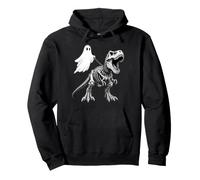 Skeleton T Rex Leashed Ghost Halloween Dinosaur Bones Pullover Hoodie