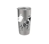 Skeleton T Rex Leashed Ghost Halloween Dinosaur Bones Stainless Steel Insulated Tumbler