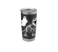Skeleton T Rex Leashed Ghost Halloween Dinosaur Bones Stainless Steel Insulated Tumbler