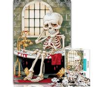 Skeleton Taking A Bath Jigsaw Puzzles for Teenagers 1000 Pieces,Learning Educational Toys Family Games Unique Birthday And Gifts 38x26cm