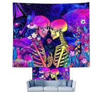 Skeleton Tapestry, Skeleton Tapestry | Black Light Skull Lovers Tapestry | Skeleton Horror Tapestries, Aesthetic Wall Decor Glow in the Night, Decor