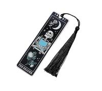 Skeleton Tarot Metal Bookmark,Gothic Horror Book Mark, Funny Bookmarks for Women,with Black Tassels Book Marks,for Women Men Books Mark for Halloween Christmas,Horror Gifts Birthday(Black)
