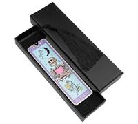 Skeleton Tarot Metal Bookmark with Tassels,Funny Bookmarks for Women Men,Horror Gifts for Halloween Christmas (Purple)
