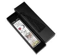 Skeleton Tarot Metal Bookmark with Tassels,Funny Bookmarks for Women Men,Horror Gifts for Halloween Christmas (Red)