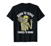 Skeleton Tennis Player Graphic Born to Serve Aesthetic T-Shirt