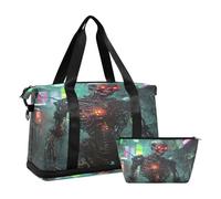 Skeleton Terror 2 Pcs Set Gym Sports Duffel Bags Gym Bag with Adjustable Strap for Yoga